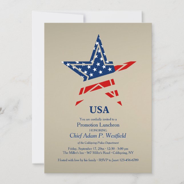 USA Guld Patriotisk Inbjudan (Framsida)