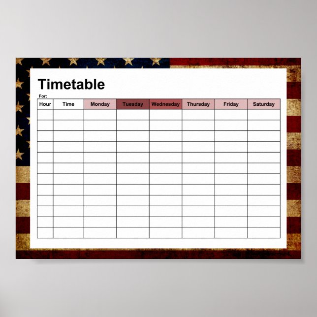 USA/Gungad flagga-tidtabell Poster (Framsidan)