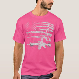 Usa Guns Weapons Flagga Rifles Rand militär 2A T Shirt
