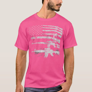 Usa Guns Weapons Flagga Rifles Rand militär 2A T Shirt