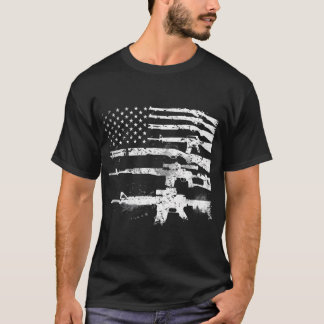 Usa Guns Weapons Flagga Rifles Rand väpnat Amerika T Shirt