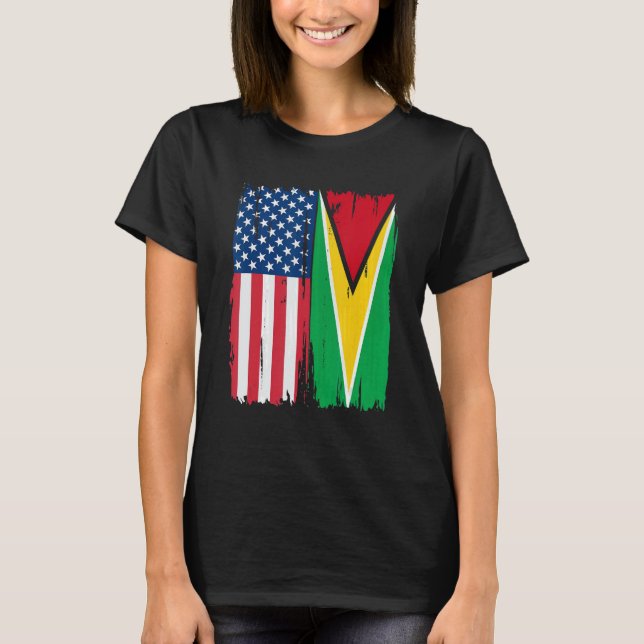 USA Guyana Halamerican Flagga Roots T Shirt (Framsida)
