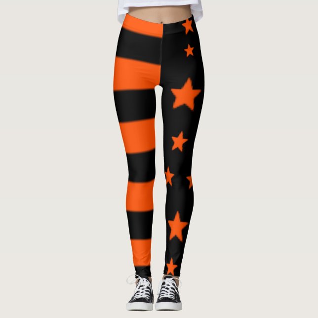 USA Halloween Flagga Leggings (Framsida)