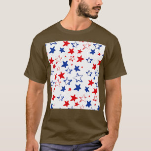USA Hand plockade Rött vitt blått Stars Mönster T Shirt