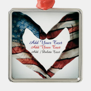 USA Händer och Heart Julgransprydnad Metall