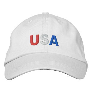 USA hat i vitt Broderad Keps