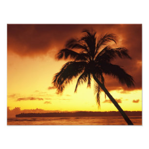 USA, Hawaii, Maui, Färgrik solnedgång i en Fototryck
