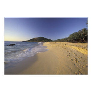 USA, Hawaii, Maui, Fotspår i sand, Makena Fototryck