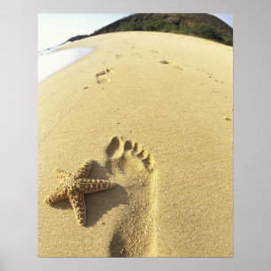 USA, Hawaii, Maui, Makena Beach, Footprint och Poster