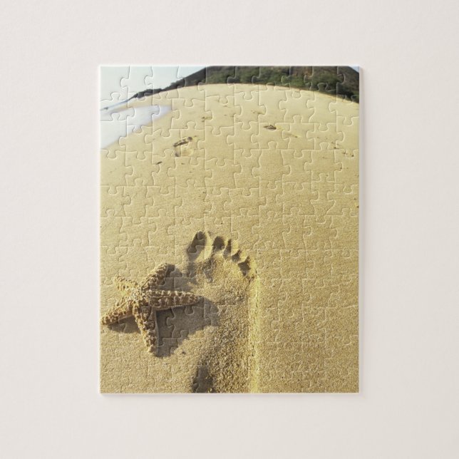 USA, Hawaii, Maui, Makena Beach, Footprint och Pussel (Vertikal)