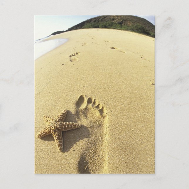 USA, Hawaii, Maui, Makena Beach, Footprint och Vykort (Framsida)