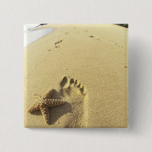 USA, Hawaii, Maui, Makena Beach, Fotavtryck och Knapp