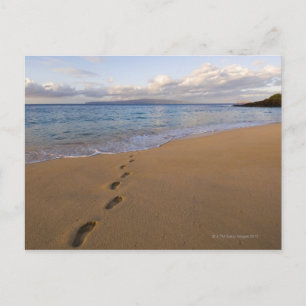 USA, Hawaii, Maui, Wailea, fotavtryck på strand 2 Vykort
