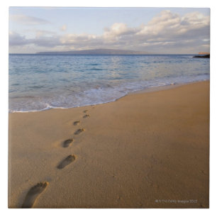 USA Hawaii, Maui, Wailea, fotspår på strand 2 Kakelplatta