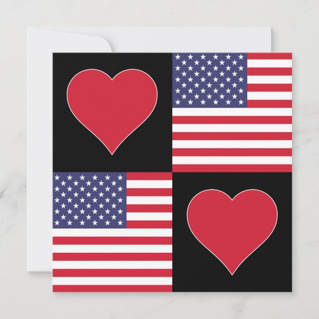 USA Heart Cute United Stater Patriotic American Kort (Framsida)