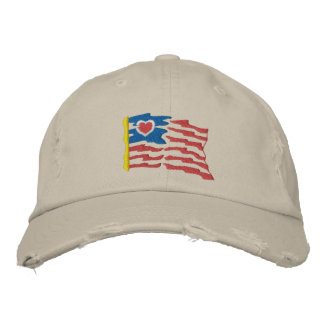 USA Heart Flagga Embroized Hat Broderad Keps
