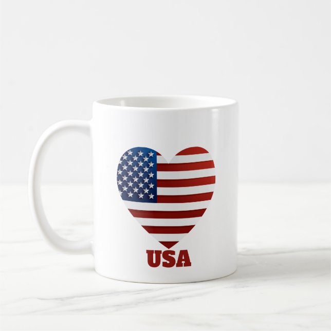 USA Heart Flagga Kaffemugg (Vänster)