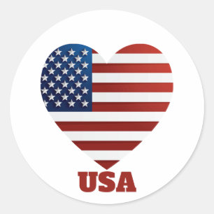 USA Heart Flagga Runt Klistermärke