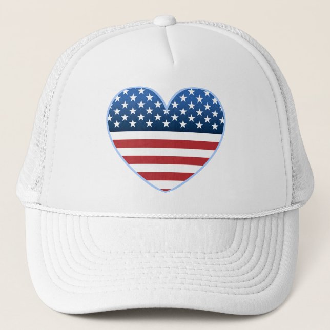 USA Heart Flagga Truckerkeps (Framsida)