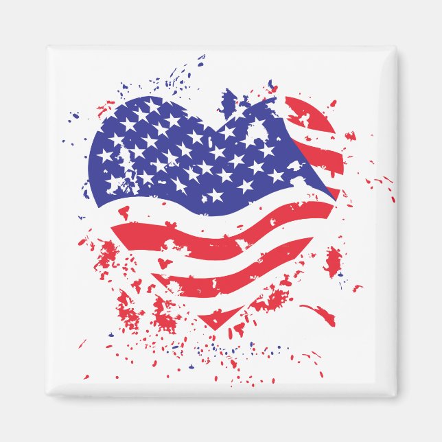 USA-Heart-Paint-Splatter Magnet (Framsidan)