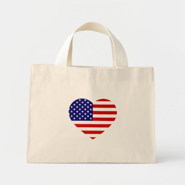USA Heartflag-ttcent Mini Tygkasse (Framsidan)