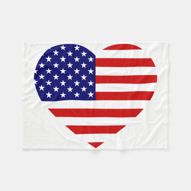 USA Heartflaggfbcent Fleecefilt (Framsidan (Horisontell))