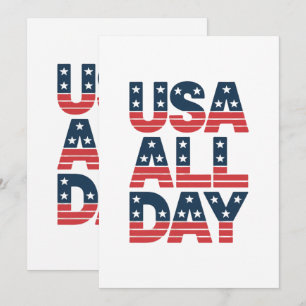 USA hela dagen 4 juli Patriotic Shirt Meddelande