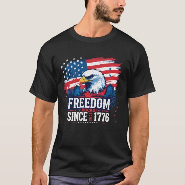 USA hela dagen | Patriotic 4:e juli T-Shirt | Amer (Framsida)