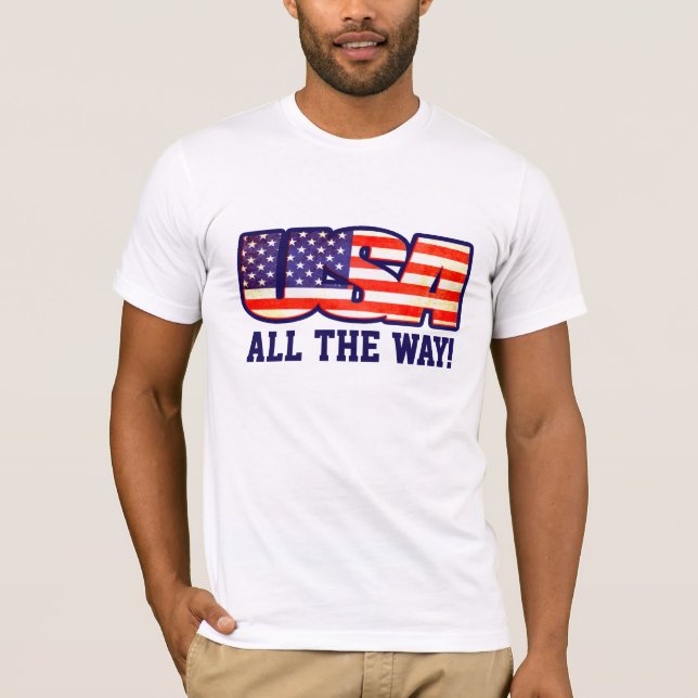 USA hela vägen, eller din ord flagga t-shirt (Framsida)