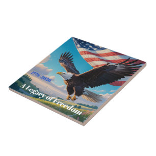 USA Heritage Eagle & Flag 250 Års Jubileum Kakelplatta