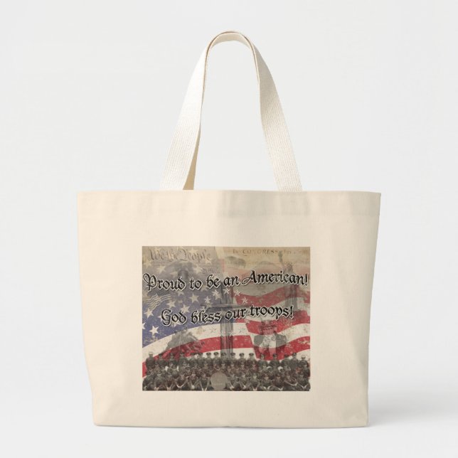 USA Heros Välsigna dig våra trupper med kor, vinta Jumbo Tygkasse (Framsidan)