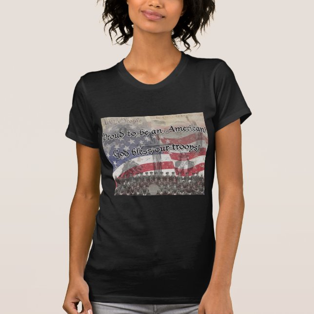 USA Heros Välsigna dig våra trupper med kor, vinta T Shirt (Framsida)