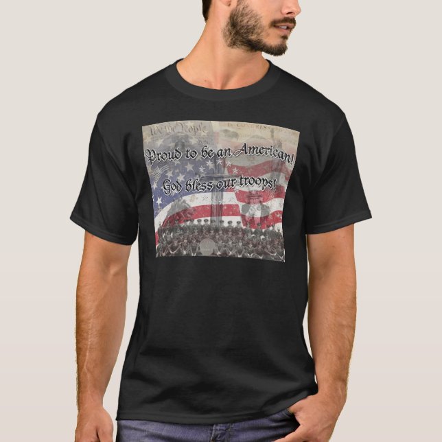 USA Heros Välsigna dig våra trupper med kor, vinta T-shirt (Framsida)