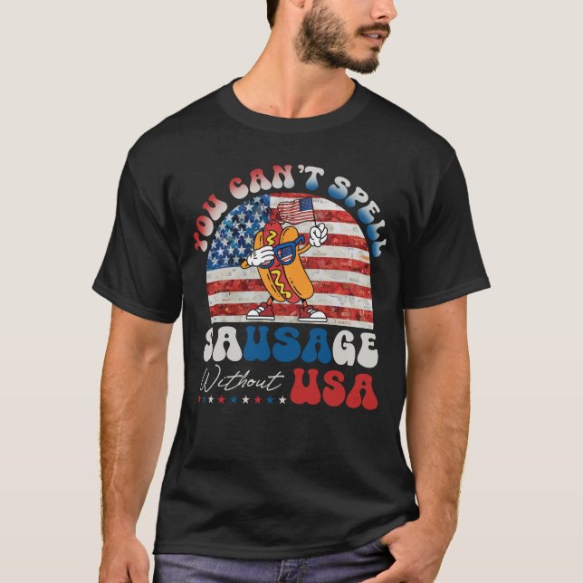 USA Hett Hund Patriotic Funny BBQ Grilling Gift T Shirt (Framsida)