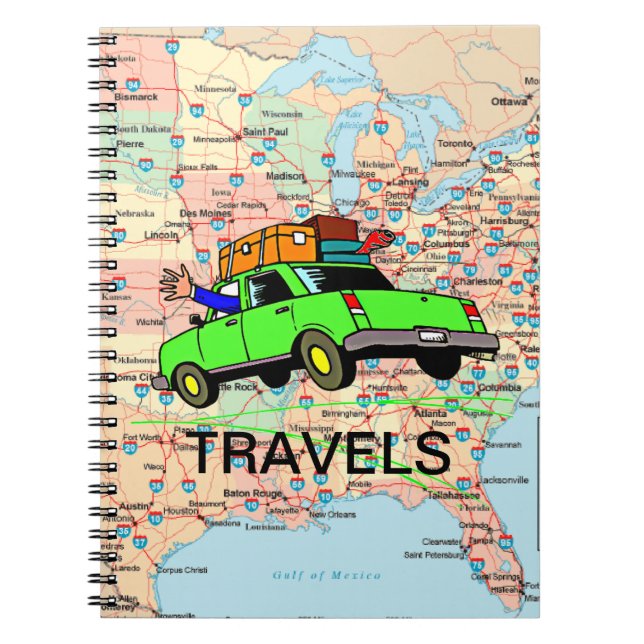USA Highway Karta Travel Planner Anteckningsbok (Framsidan)