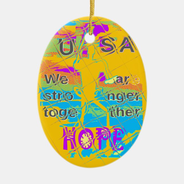 USA Hillary Hope Stronger Tillsammans Julgransprydnad Keramik (Framsidan)