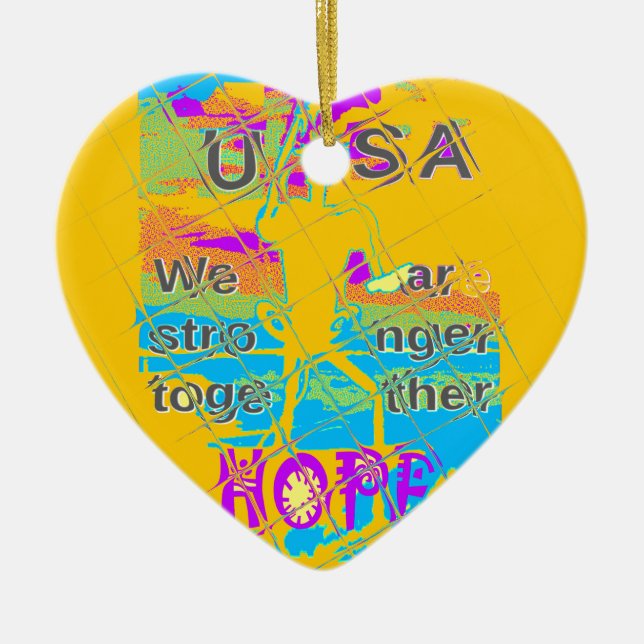 USA Hillary Hope Stronger Tillsammans Julgransprydnad Keramik (Framsidan)
