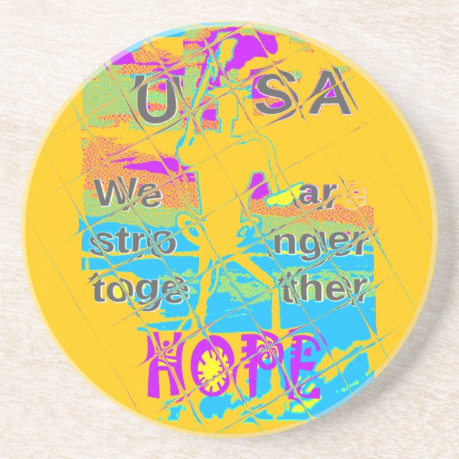 USA Hillary Hope Stronger Tillsammans Underlägg Sandsten (Framsidan)