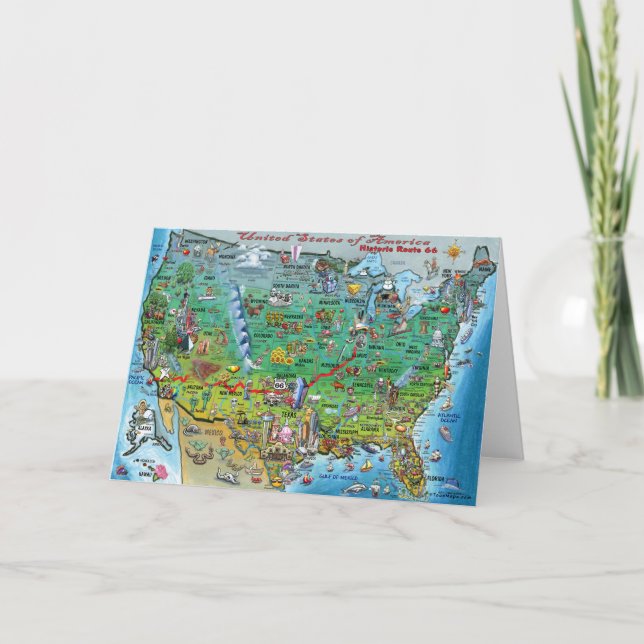 USA historisk rutt 66 Kort (Framsida)