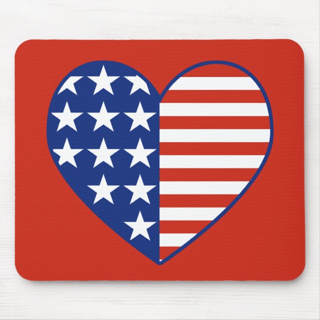 USA hjärtaflagga Mousepad Musmatta (Framsidan)