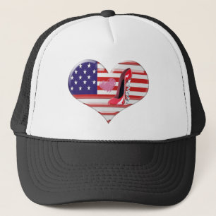 USA hjärtaflagga och den röda stiletten för Keps