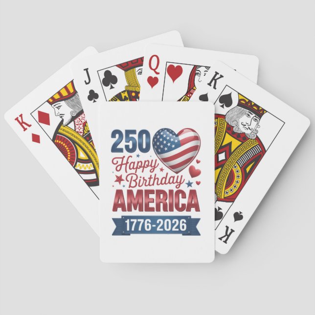 USA Hjärtan 1776 2026 4:e juli Casinokort (Baksidan)