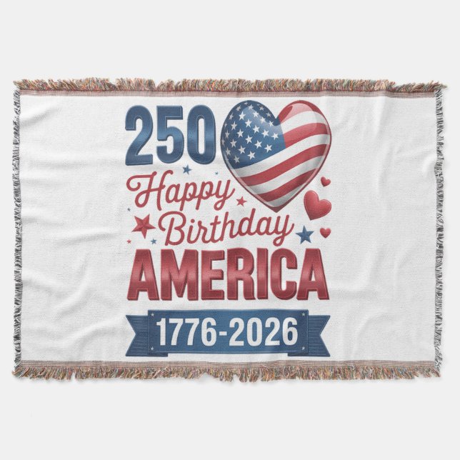 USA Hjärtan 1776 2026 4:e juli Filt (Framsidan)