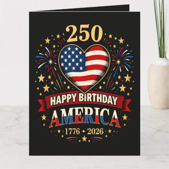 Usa Hjärtan 1776 2026 4:e Juli Kort (Framsida)