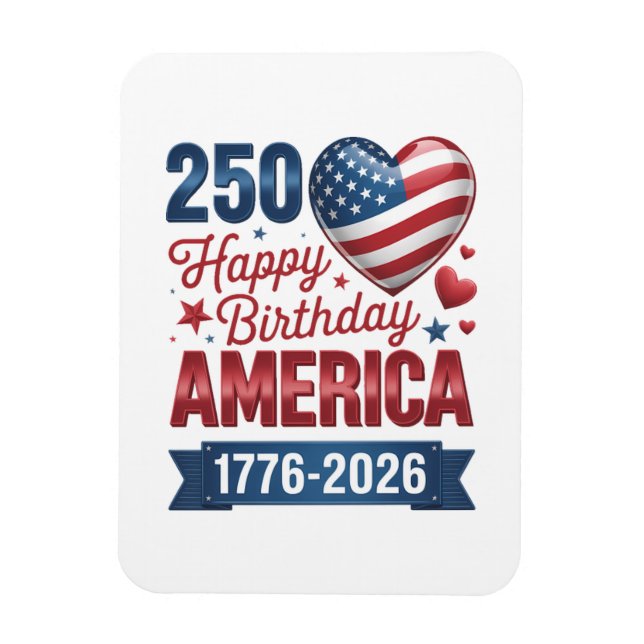 USA Hjärtan 1776 2026 4:e juli Magnet (Vertikal)