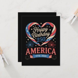 USA Hjärtan 1776 2026 Juli 250-årsdag USA Inbjudningar