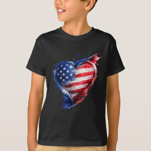 Usa Hjärtat Amerikanska Flaggan Jersey Usa Män Kvi T Shirt