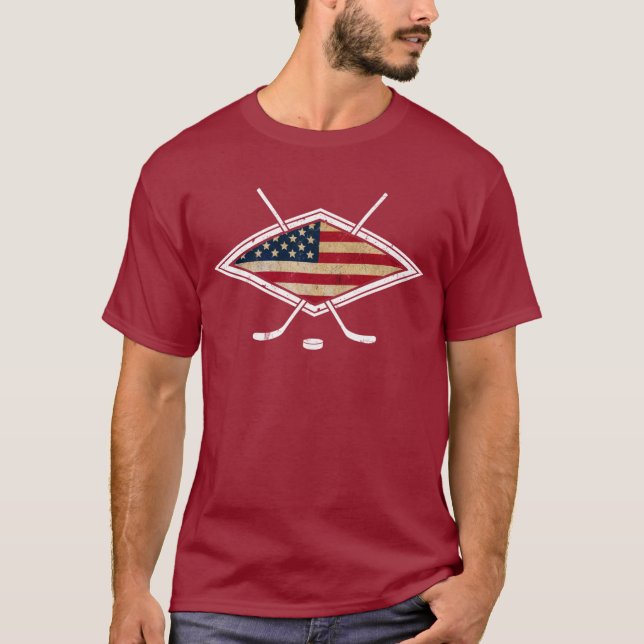 USA Hockey Flagga Logotyp T Shirt (Framsida)