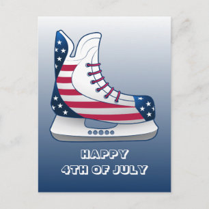 USA Hockeyskridskor för 4 juli Helg Vykort