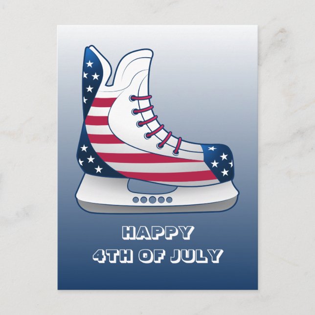USA Hockeyskridskor för 4 juli Helg Vykort (Framsida)